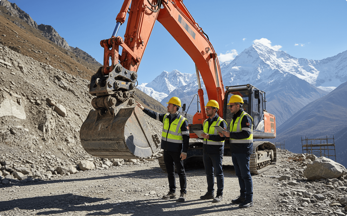Equipo de trabajo en una operación minera remota